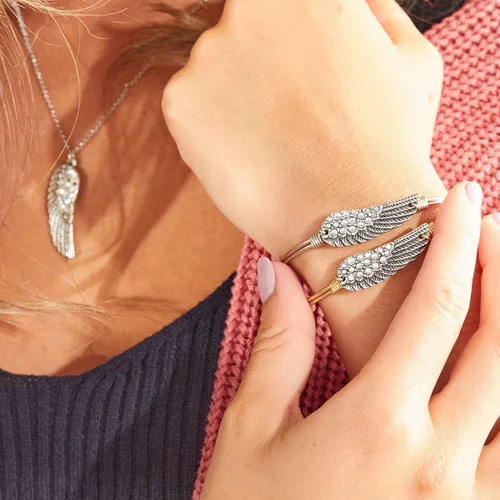 Vista 4 de Luca Danni Pulsera de ala de ángel en cristal para mujer fabricada en Estados Unidos Cristal