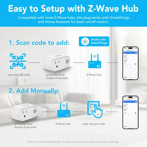 Vista 8 de NEO Z-Wave Plus Smart Mini Plug, toma compacta Z-Wave para automatización del hogar, funciona con Smartthings, función básica de encendido/apagado