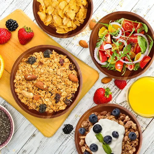 Vista 3 de AIDEA Cuencos de madera de acacia, juego de 4 de 7 pulgadas para ensalada, sopa, fideos y más