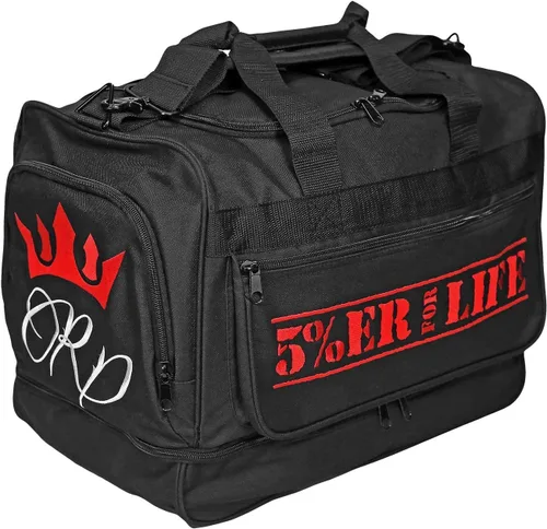 Vista 2 de Rich Piana 5% Nutrition Sports Duffle & Gym Bag Signature "RP" Crown Bag (negro con 2 opciones de color), Maleta + coctelera de hielo + embudo