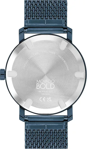 Vista 3 de Movado Bold Evolution - Pulsera de malla y caja de acero chapado en iones azul para hombre color azul