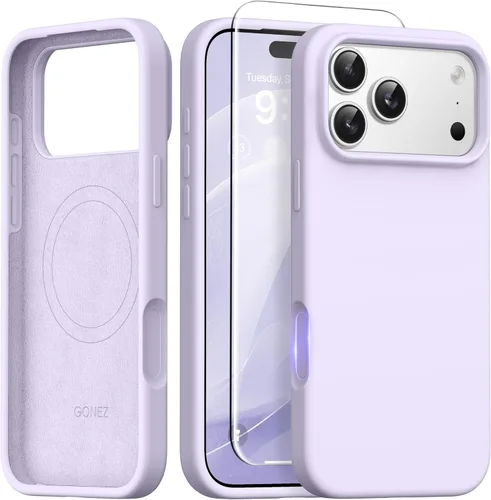 Vista 158 de GONEZ Funda magnética para iPhone 14, compatible con Magsafe, con protector de pantalla + protector de cámara, forro de microfibra antiarañazos