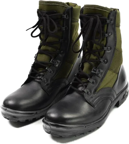 Vista 3 de Botas originales de la selva del ejército alemán para los hombres - BALTES Botas militares de los hombres negroverde - Botas de combate de cuero