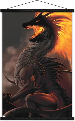 Vista 7 de Trends International LA Williams - Belial Dragon Wall Poster, 22.37" x 34.00", Premium Print and Beechwood Hanger Bundle