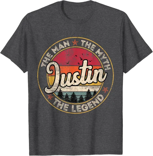 Vista 13 de Justin The Man The Myth The Legend - Camiseta personalizada con nombre, Negro