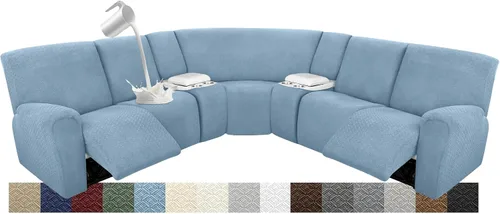 Vista 10 de Fundas para sofá modular reclinable, impermeable, en forma de L, lavable, para sofá reclinable en forma de L, súper elásticas, suaves, para esquinas