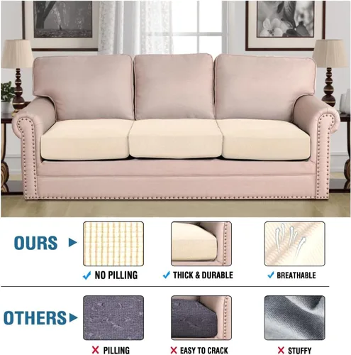 Vista 493 de H.VERSAILTEX Fundas de Cojín de Asiento Individuales Super Elásticas Fundas de Sofá Fundas de Cojín de Sofá Fundas Deslizables Juegos Tela de Sarga