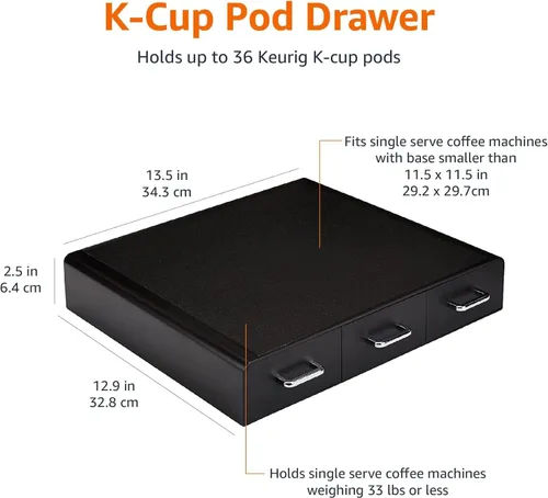 Vista 7 de Amazon Basics Cajón de almacenamiento de cápsulas de café para cápsulas K-Cup, capacidad de 36 cápsulas, color negro