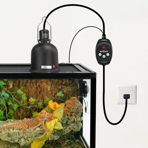 Vista 7 de REPTI ZOO Luminaria para Reptiles con Termostato Regulable, Luminaria de Cúpula Profunda de 5.5 Pulgadas con Controlador de Temperatura