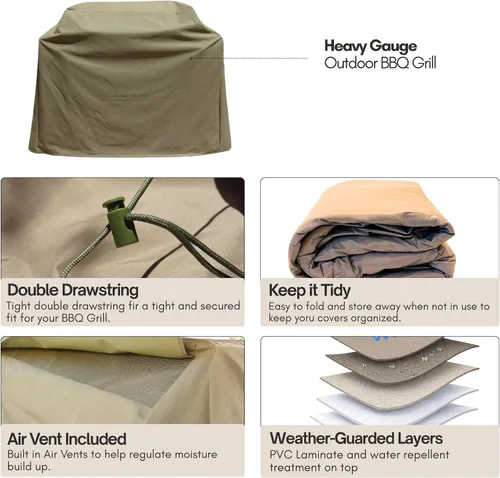 Vista 2 de Cobertor resistente para parrilla hasta 84" de largo (36", 45", 56", 67", 75", 84"), Marrón topo