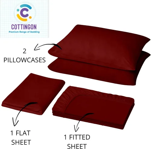 Vista 2 de Cottingon Juego de sábanas de 5 piezas tamaño King dividido para camas dobles ajustables, sábanas de microfibra de lujo suave XL para colchón
