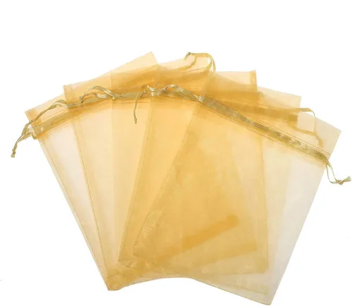 Vista 19 de 100 piezas por paquete 5x7 Bolsas de regalo transparentes negras, tela de organza transparente, bolsas de malla transparentes con cordón