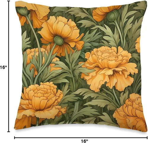 Vista 4 de Marigold Flower Cojín floral encantador, 16 x 16, multicolor