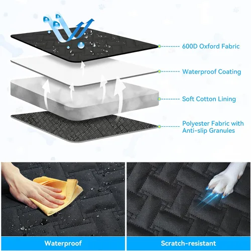 Vista 4 de Funda de asiento de automóvil para perro de alta calidad, resistente a los arañazos, protector de puerta de automóvil para perros, protección