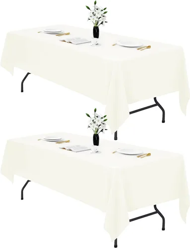 Vista 9 de IVAPUPU 2 manteles rectangulares color negro para mesa rectangular de 60 x 102 pulgadas, impermeables, lavables, resistentes a las arrugas