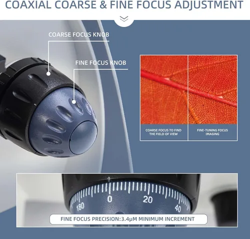 Vista 7 de SWIFT SW380B Microscopio compuesto binocular, 40X-2500X con cámara de 1.3 MP, 100 diapositivas de microscopio, kit de microscopio para estudiantes