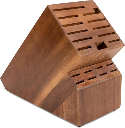 Vista 10 de RedCall - Bloque universal para cuchillos sin cuchillos, 14 ranuras de madera para encimera, organizador grande de almacenamiento de cuchillos
