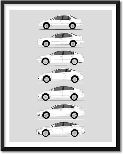 Vista 5 de Idea Network Póster hecho a mano compatible con Nissan Skyline GT-R Generations Print