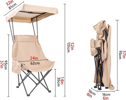 Vista 2 de Taburete de pesca, silla de camping con toldo de sombrilla, estructura estable, carga de 220.5 lbs (220 libras), adecuado para camping, playa