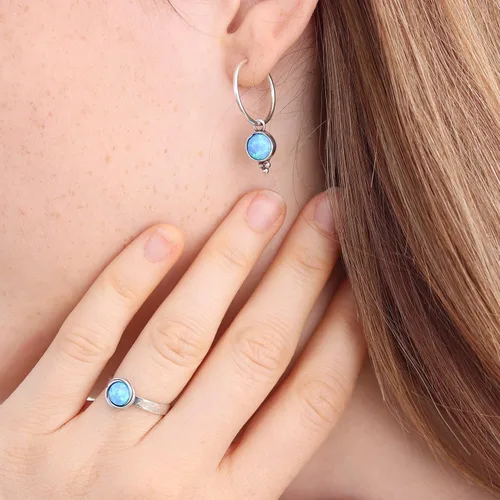 Vista 33 de Anillo de plata de ley con piedras preciosas para mujer, anillo apilable de piedra martillada, anillo de piedra natal