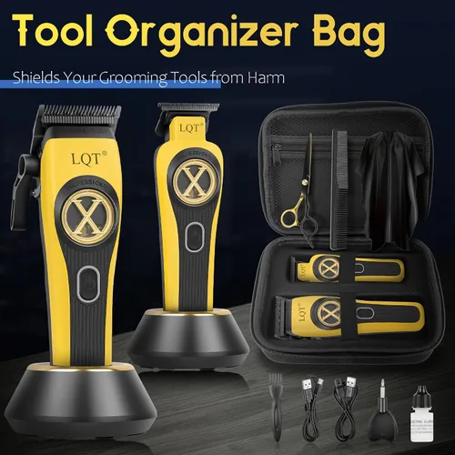 Vista 7 de Cortapelos profesionales recargables para hombres, juego de cortapelos inalámbrico de 9000 RPM con recortador, estuche y potente motor para cortar