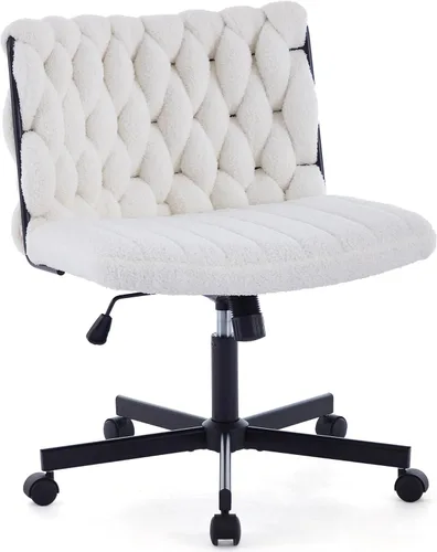 Vista 3 de Silla de oficina giratoria moderna, silla de escritorio sin brazos con diseño cruzado con asiento de 25.5 pulgadas de ancho, capacidad de 300