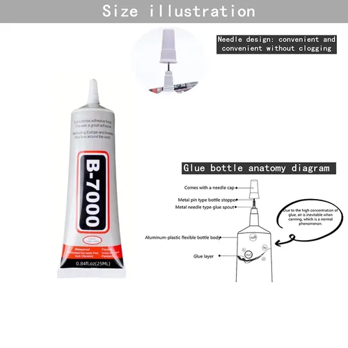 Vista 4 de B-7000 Pegamentos adhesivos multifunción, súper pegamento adecuado para reparación de pantalla de teléfono, madera, joyas, 1 paquete (0.8 fl oz x 2)