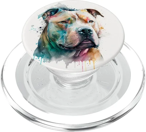 Vista 7 de Pitbull - Diseño de acuarela para perros PopSockets intercambiables PopGrip