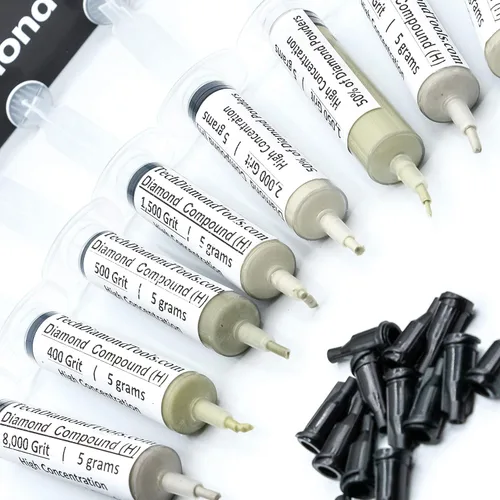 Vista 9 de TechDiamondTools Kit de 10 pasta de pulido de diamante compuesto para pulir en Estados Unidos, hecho de grano 200,000 a 400 para mármol, vidrio