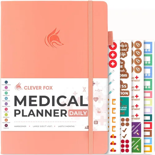 Vista 14 de Clever Fox Planificador médico diario: cuaderno de diario de salud, diario de bienestar y cuaderno de registro de autocuidado, dura 3 meses, 7 x