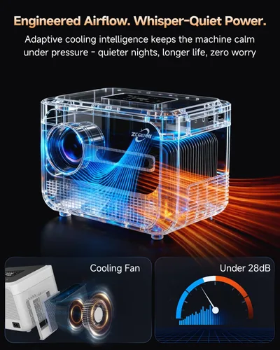 Vista 9 de Proyector portátil inteligente 4K para el hogar, proyector de película de 1300 lúmenes ANSI con enfoque automático, WiFi Bluetooth, 3 modos