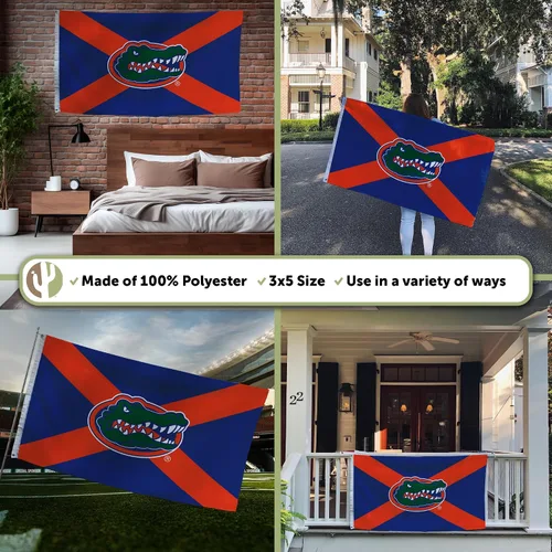 Vista 3 de Desert Cactus Bandera de la Universidad de Florida UF Gators Banner 100% poliéster para interiores y exteriores, banderas de 3 x 5 pies (diseño X)