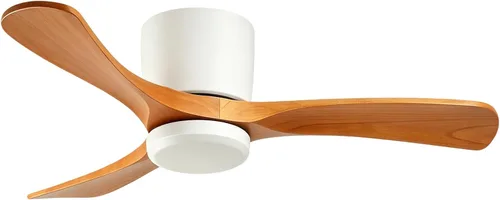 Vista 10 de GESUM Ventilador de techo de 42 pulgadas con control remoto de luces, ventilador de techo de perfil bajo con 3 aspas de madera de nogal, reversible