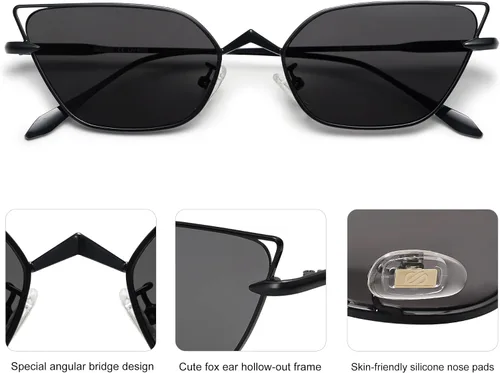Vista 3 de SOJOS Small Cateye Sunglasses Fashion Narrow Fun Designer Sun Glasses SJ1127A