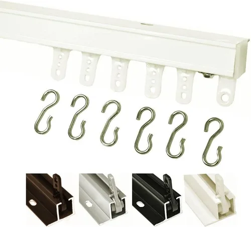 Vista 6 de Kirsch 94004 - Juego de rieles para cortina (9 pies en 2 secciones, color blanco)