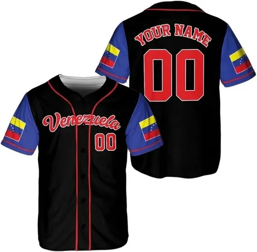 Vista 10 de Camiseta de béisbol de Venezuela, número de nombre personalizado, camisa de Beisbol Venezuela, camiseta deportiva de orgullo de la bandera