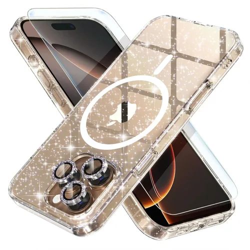 Vista 27 de Choiche Funda para iPhone 15 Pro Max compatible con MagSafe, color negro Purpurina negra