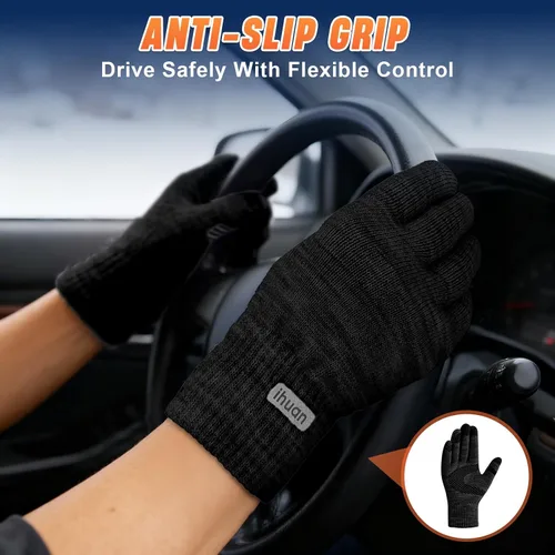 Vista 4 de ihuan Guantes térmicos de invierno para hombres y mujeres, guantes táctiles para clima frío para correr, ciclismo, senderismo, conducción