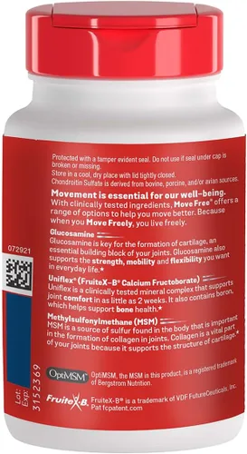 Vista 4 de Move Free Suplemento avanzado de apoyo articular MSM de glucosamina condroitina, apoya la movilidad, comodidad, fuerza, flexibilidad y hueso, 120