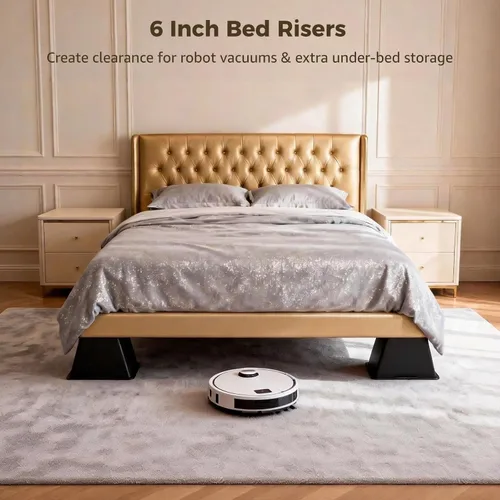 Vista 3 de OMISTAR 4 Pcs Bed Risers, 6 Inch Tall Heavy Duty Furniture Risers with L-Edge Design, Trapezoidal Anti-Slip Support Blocks, Plastic Square Elevator