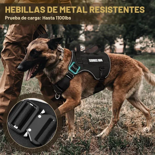 Vista 2 de WINSEE - Chaleco para perro Molle con hebilla de metal, 2 unidades, con 10 parches para mascotas Tactical Dog Harness for Medium Dog, No-pull