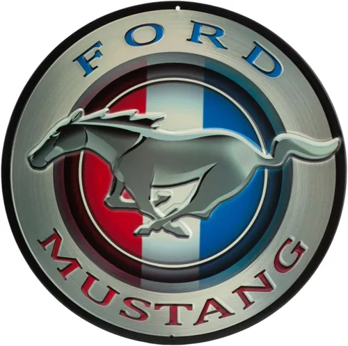 Vista 11 de Letrero de metal para Ford Mustang Crossing Decoración de pared automotriz en forma de diamante para garaje o cueva de hombre