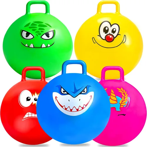 Vista 11 de Hymaz Pelota de tolva para niños de 3 a 6 años, paquete de 3 bolas inflables con asa, pelota inflable para saltar saltando, juguetes de salto