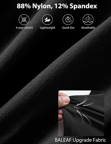 Vista 5 de baleaf Pantalones cortos de entrenamiento de 3 pulgadas para mujer, de cintura alta, atléticos, con forro, ligeros, de secado rápido A-Negro