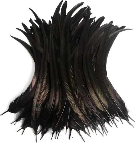 Vista 25 de THARAHT 50 Plumas de Cola de Gallo Naturales de 12-14 Pulgadas (30-35 cm) a Granel para Manualidades, Atadura de Moscas, Boda, Plumas para Fiestas