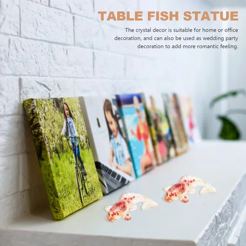 Vista 2 de ibasenice 2 figuras pequeñas de cristal de pez Koi, decoraciones de mesa naturales para la oficina en casa, únicas para festivales y ocasiones