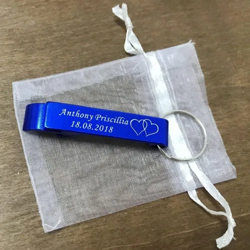 Vista 5 de 20 unidades personalizado grabado portátil abrebotellas llavero favores de boda baby shower hoteles, restaurante Navidad personalizado (20 unidades)