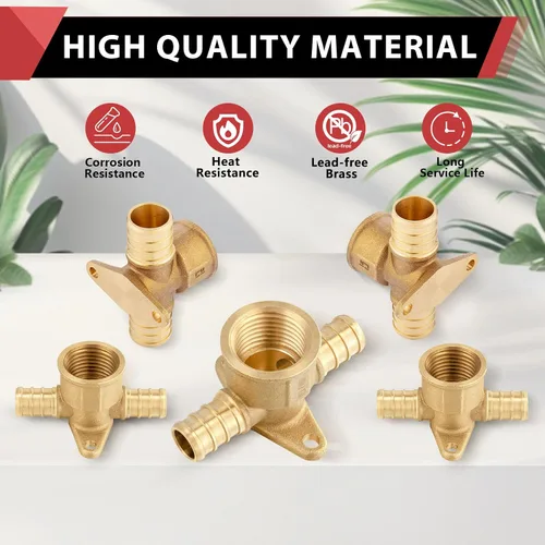 Vista 6 de EFIELD 1/2 "Pex x 1/2" Pex x 1/2" hembra NPT Drop-ear Tee, Latón Crimp Fitting, (PEX1807170)
