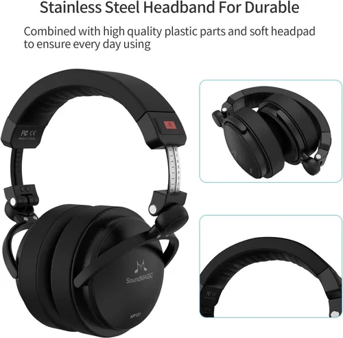 Vista 4 de SoundMAGIC HP151 - Auriculares con cable para monitoreo y grabación, auriculares estéreo de alta fidelidad cerrados para audiófilos, funcionan