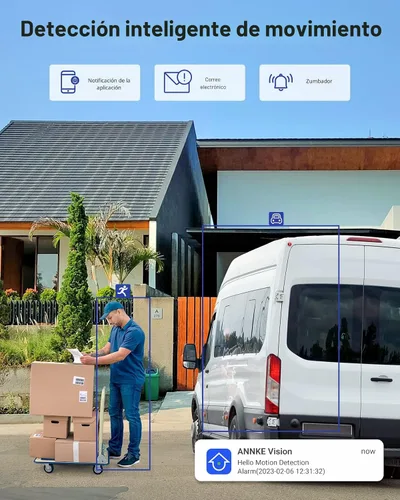 Vista 3 de Sistema de cámara de seguridad con cable para el hogar ANNKE con audio, DVR AI H.265+ de 8 canales 3K Lite con disco duro de 1 TB y 8 cámaras IP67